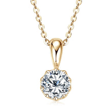 1.0 Carat D Color Round Moissanite Crown Pendant Necklace