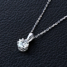 1.0 Carat D Color Round Moissanite Crown Pendant Necklace