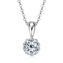 1.0 Carat D Color Round Moissanite Crown Pendant Necklace