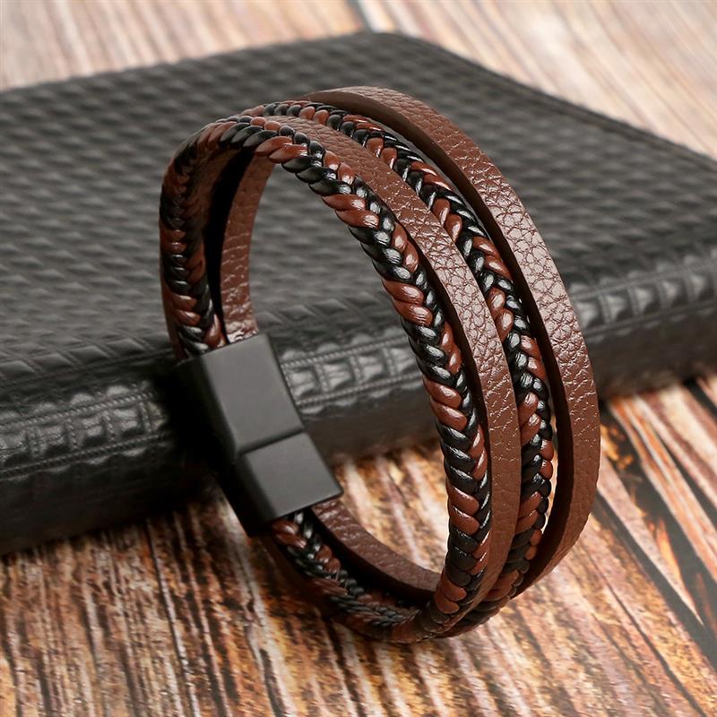 Boho Men’s Tiger Eye Bracelet | Handmade Leather Multilayer Wristband