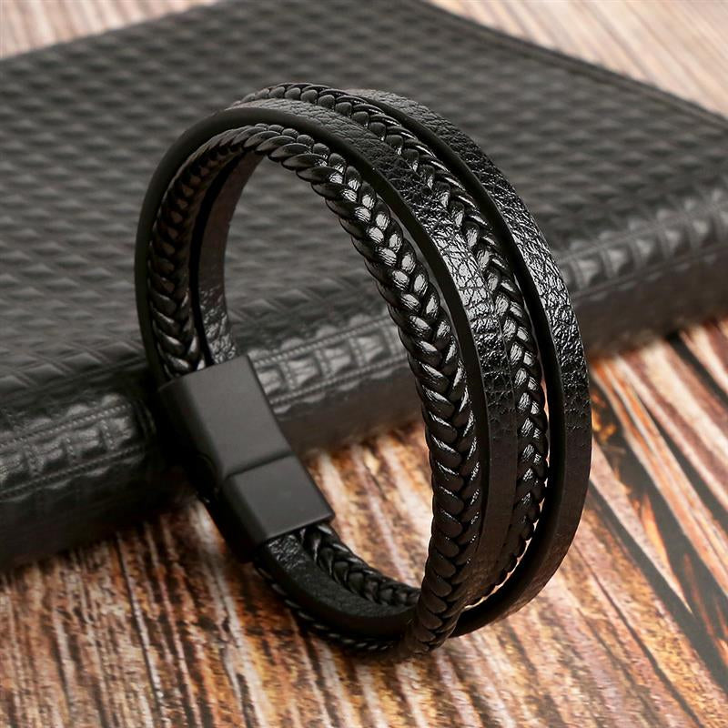 Boho Men’s Tiger Eye Bracelet | Handmade Leather Multilayer Wristband