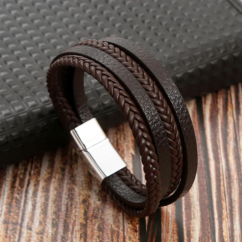 Boho Men’s Tiger Eye Bracelet | Handmade Leather Multilayer Wristband