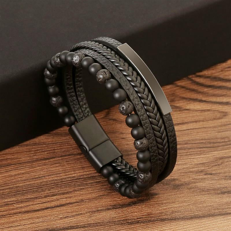 Tiger Eye Bracelet for Men | Boho Multi-Layer Leather Bracelet