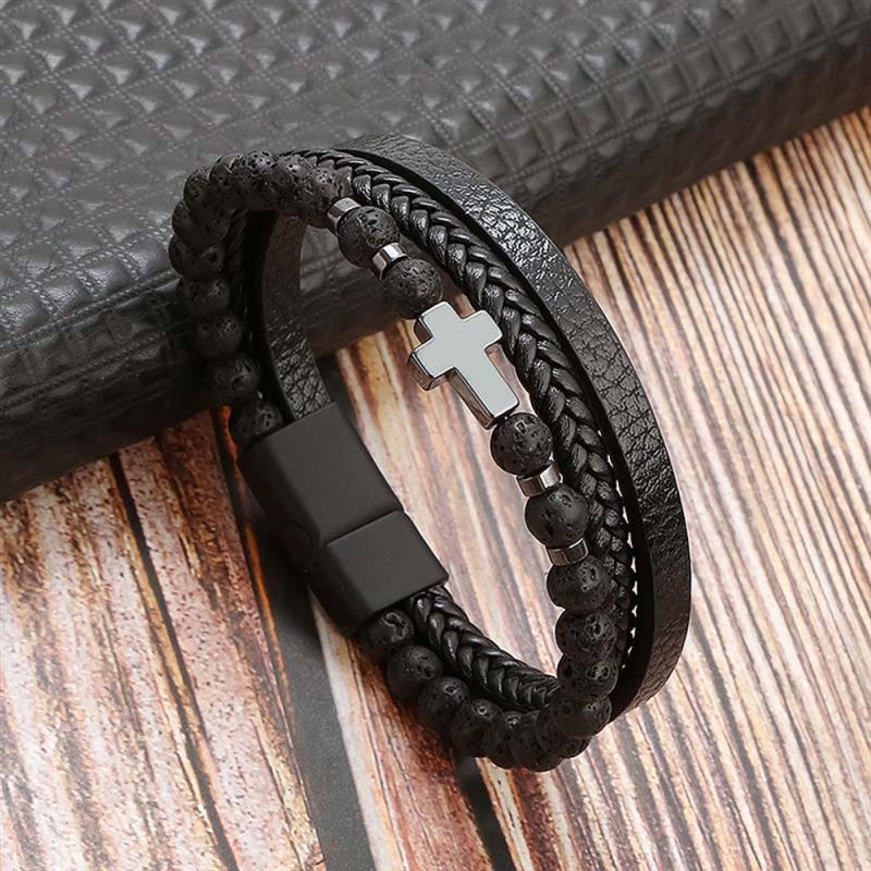 Tiger Eye Bracelet for Men | Boho Multi-Layer Leather Bracelet