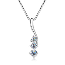 3mm, 3.5mm, & 4mm Black/White Moissanite Curve Pendant Necklaces - 925 Silver Jewelry with Certificate
