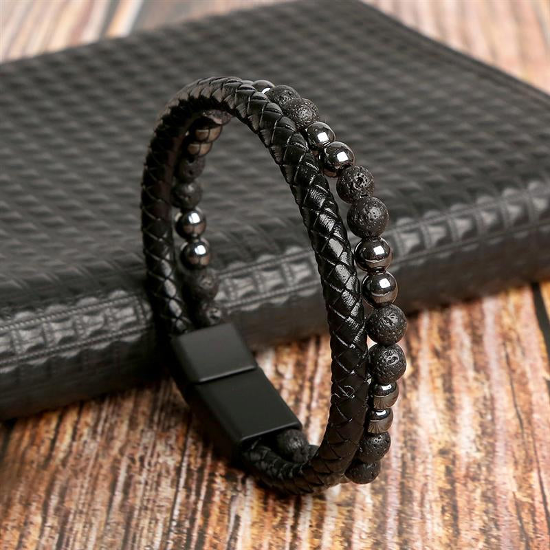 Boho Men’s Tiger Eye Bracelet | Handmade Leather Multilayer Wristband