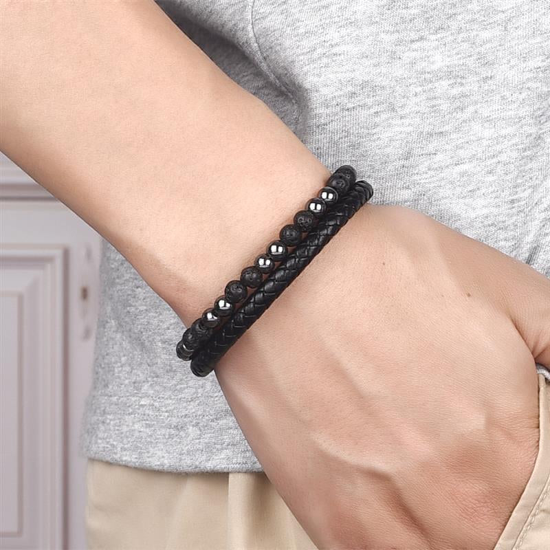 Boho Men’s Tiger Eye Bracelet | Handmade Leather Multilayer Wristband