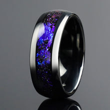 4mm & 8mm Amethyst Black Tungsten Ring | Wedding & Engagement Band for Him & Her
