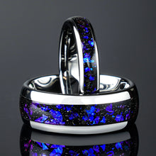 4mm & 8mm Colorful Nebula Outer Space Silver Tungsten Wedding Engagement Ring – Anniversary & Birthday Gift for Him & Her
