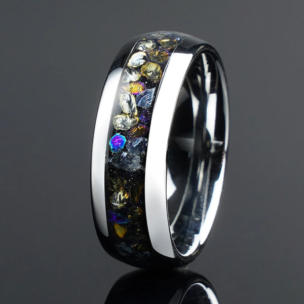 4mm & 8mm Nebula Galaxy Tungsten Wedding Rings | Unique Matching Bands for Him & Her

