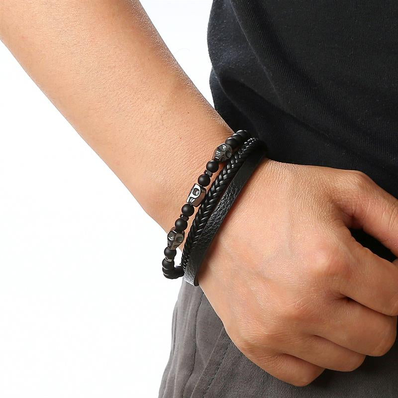 Boho Men’s Tiger Eye Bracelet | Handmade Leather Multilayer Wristband