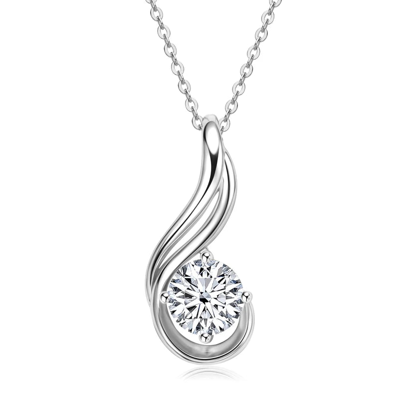 8.0mm 2.0 Carat Moissanite Pendant | 925 Silver Necklace with 14k Gold Plating for Women
