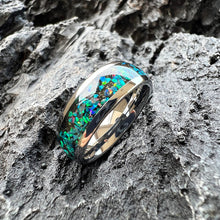 8mm Galaxy Opal Golden Tungsten Ring | Wedding Band for Men & Women, Engagement Gift
