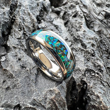 8mm Golden Tungsten Wedding Band | Galaxy Opal Inlay, Comfort Fit for Men & Women
