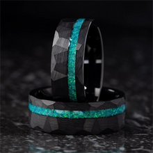 8mm Green Opal Black Tungsten Carbide Ring – Men’s Wedding & Engagement Band, Birthday & Anniversary Gift for Him

