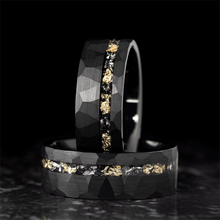 8mm Meteorite Gold Leaf Black Tungsten Carbide Ring – Men’s Wedding & Engagement Band
