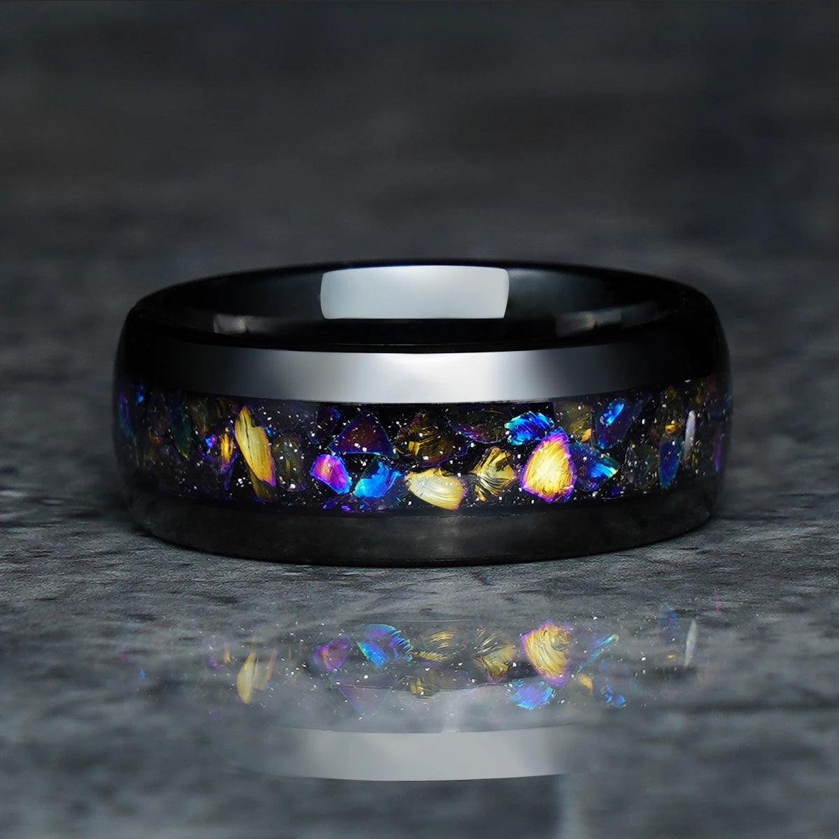 8mm Nebula Black Tungsten Carbide Ring | Unique Men’s Wedding & Engagement Band

