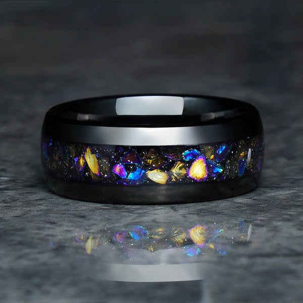 8mm Nebula Black Tungsten Carbide Ring | Unique Men’s Wedding & Engagement Band
