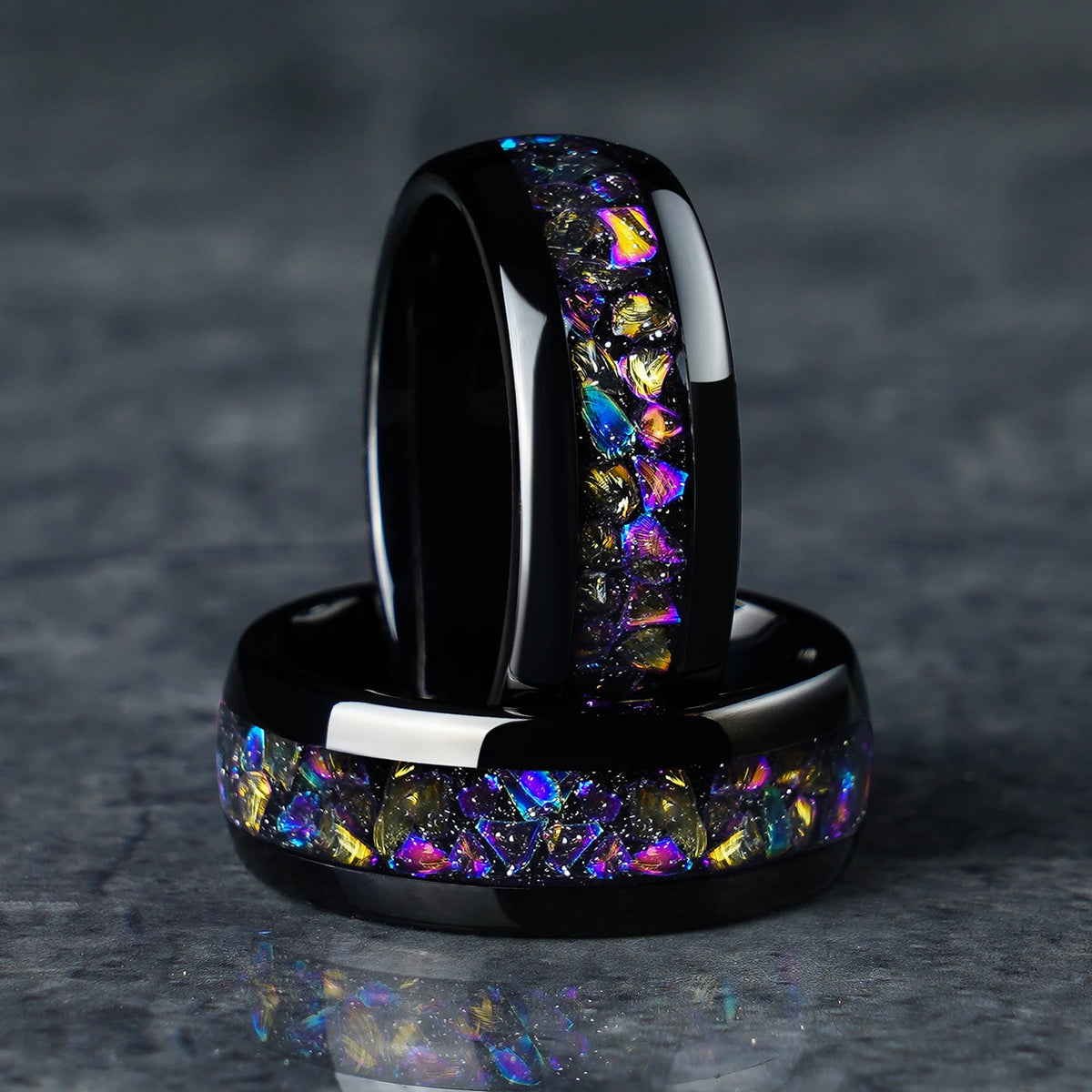8mm Nebula Black Tungsten Carbide Ring – Unique Men’s Wedding & Engagement Band, Birthday & Anniversary Gift for Him & Her
