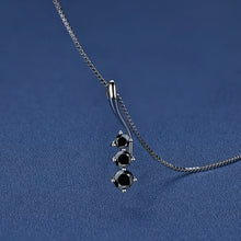 925 Silver Certified Moissanite Pendant | Black/White Curve Necklace, 3mm-4mm Stones
