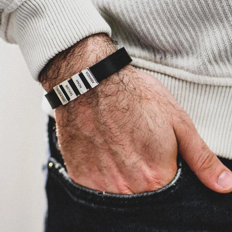 Custom Men’s Bracelet with Name Beads | Personalized Dad Gift