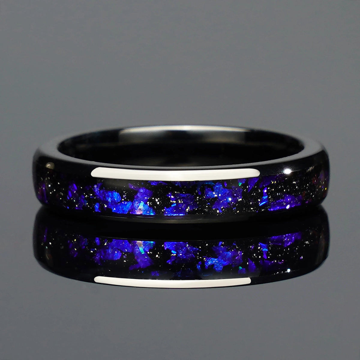 Amethyst Black Tungsten Band | 4mm & 8mm Engagement & Birthday Gift for Him & Her
