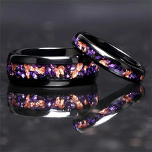 Amethyst Tungsten Wedding Rings | Rose Gold Inlay & Amethyst | Tungsten Wedding Band | Couples Ring
