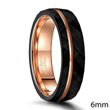 Black Tungsten Ring with Rose Gold Inlay | Stylish Wedding & Engagement Band
