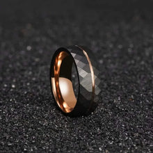 Black Tungsten Wedding Band with Rose Gold Groove Inlay | 4mm, 6mm, 8mm Sizes
