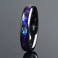 Black Tungsten Wedding Ring with Amethyst | 4mm & 8mm Anniversary Gift for Couples
