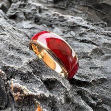 Box Elder Wood Wedding Band | Blood Red Dyed Wood with 8mm Tungsten Polished Ring
