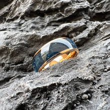 Box Elder Wood Wedding Band | Blue Dyed Wood with 8mm Tungsten Polished Ring
