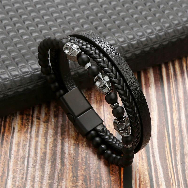 Boho Men’s Tiger Eye Bracelet | Handmade Leather Multilayer Wristband