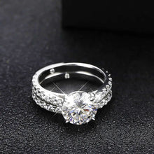 Elegant 3CT Moissanite Engagement Ring | White Gold-Plated 925 Silver Stackable Band
