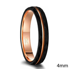 Elegant Black Tungsten Ring with Rose Gold Inlay | Wedding & Engagement Band
