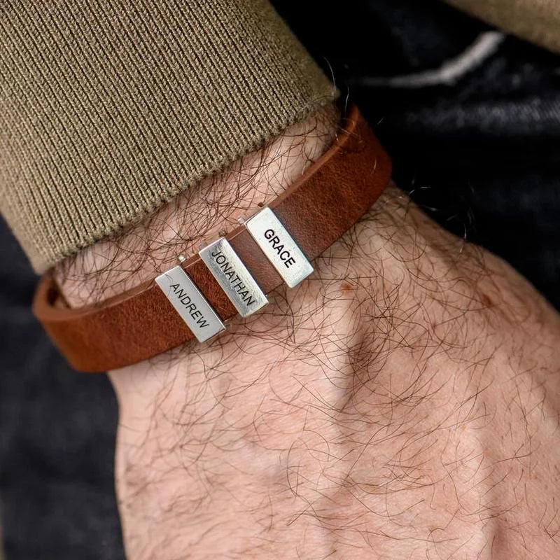 Custom Men’s Bracelet with Name Beads | Personalized Dad Gift