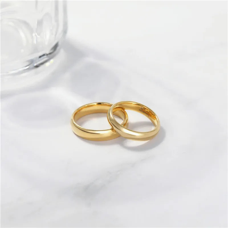 Gold Tungsten Wedding Band | Custom Engraved Couples Ring, 2-8mm