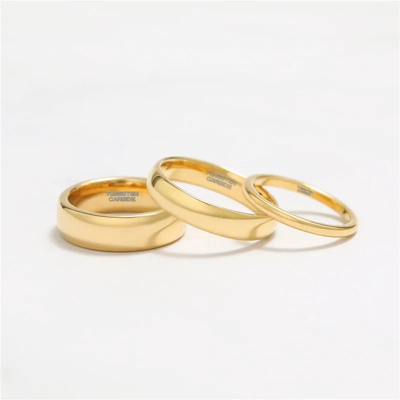 Gold Tungsten Wedding Band | Custom Engraved Couples Ring, 2-8mm