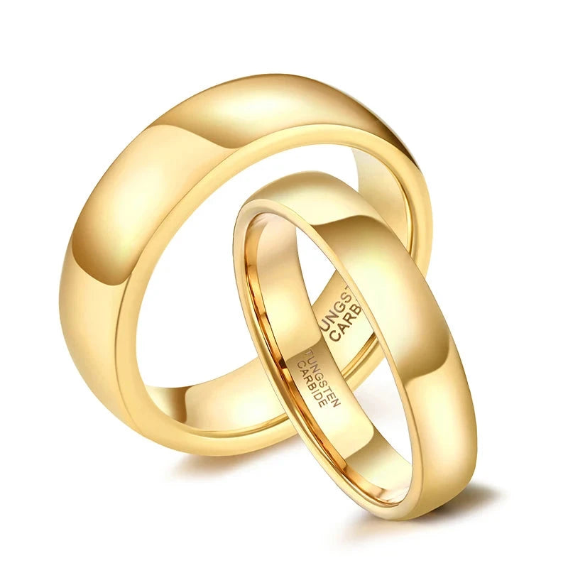 Gold Tungsten Wedding Band | Custom Engraved Couples Ring, 2-8mm