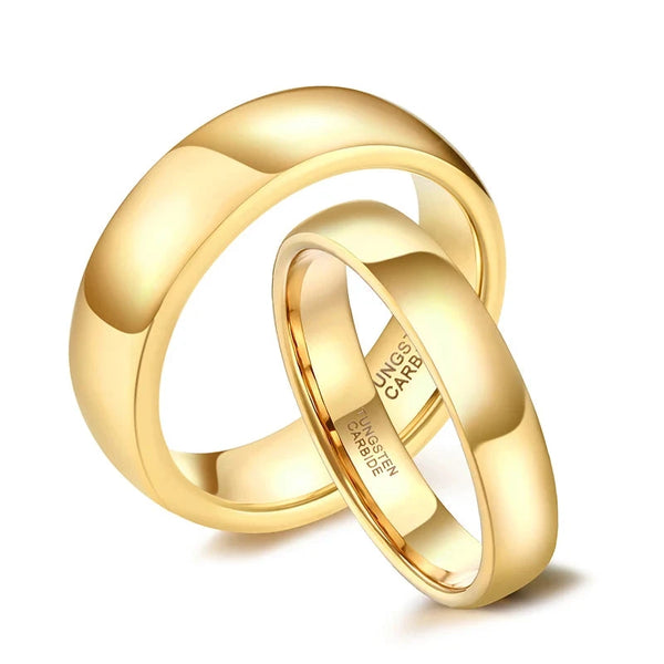 Gold Tungsten Wedding Band | Custom Engraved Couples Ring, 2-8mm
