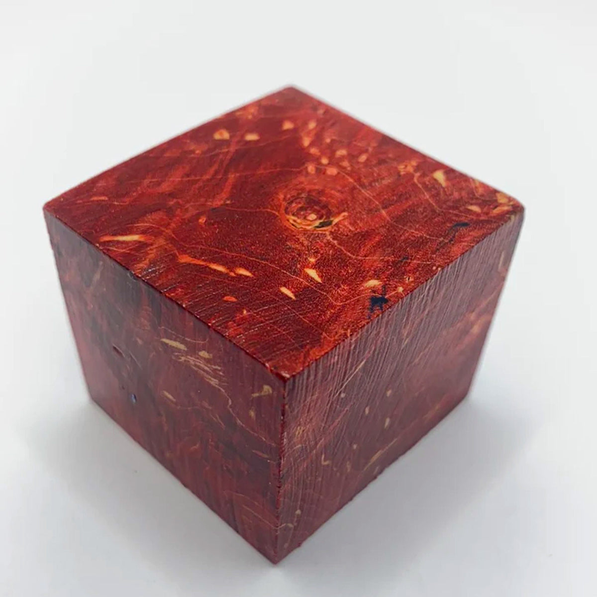 Handcrafted Box Elder Wood Wedding Ring | Blood Red Dyed Wood & 8mm Tungsten Band
