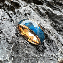 Handcrafted Box Elder Wood Wedding Ring | Blue Dyed Wood & 8mm Tungsten Band
