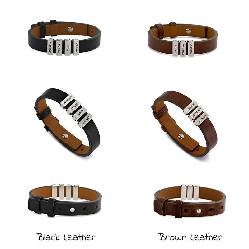 Custom Men’s Bracelet with Name Beads | Personalized Dad Gift