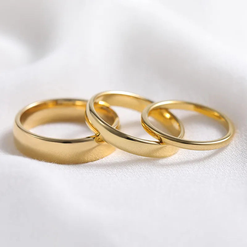Gold Tungsten Wedding Band | Custom Engraved Couples Ring, 2-8mm