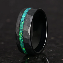 Men's 8mm Green Opal Tungsten Carbide Ring | Wedding & Engagement Band, Birthday & Anniversary Gift
