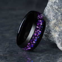 Men’s 8mm Nebula Amethyst Black Tungsten Ring | Unique Wedding & Engagement Band
