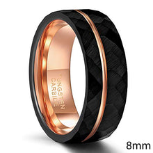 Men’s Black Tungsten Wedding Band with Rose Gold Inlay | Engagement & Wedding Ring
