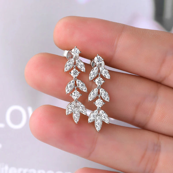 Moissanite Diamond Tassel Drop Earrings for Women