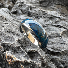 Nature-Inspired Wedding Ring | Blue Dyed Box Elder Wood & Tungsten 8mm Band
