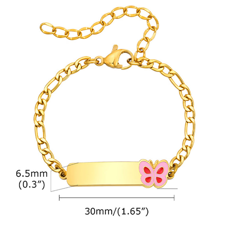 Personalized Newborn Bracelet | Butterfly, Car & Bear Charms, Custom Name & Birthdate
